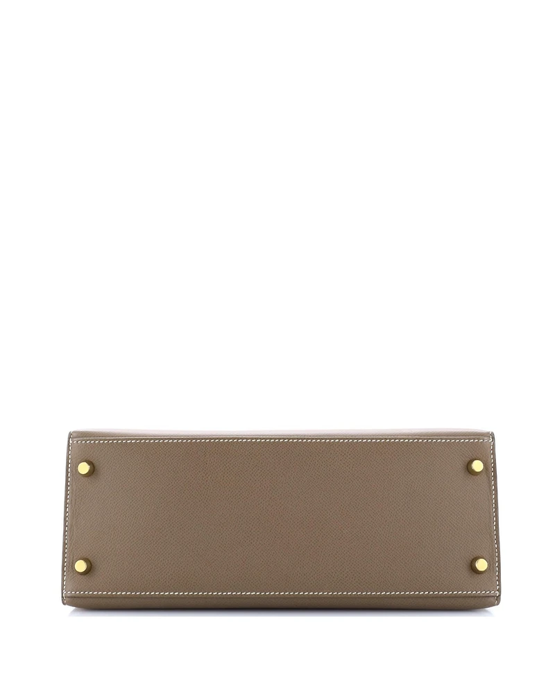 Pre-Owned HERMES Kelly 28 Handbag Grey Epsom with Gold Hardware