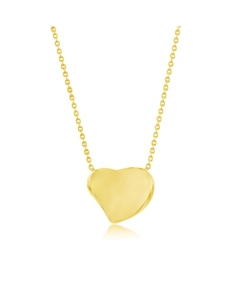 Sterling Silver, Polished Heart Necklace