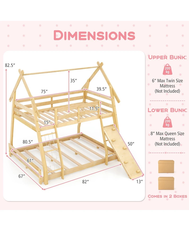Wooden Bunk Bed for Kids with Climbing Nets and Ramp for Fun and Functional Bedroom Setup