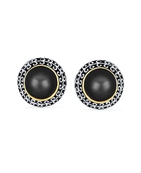 Bling Jewelry Balinese Button Style Clip-On Earrings Simulated Pearl and Natural Stones