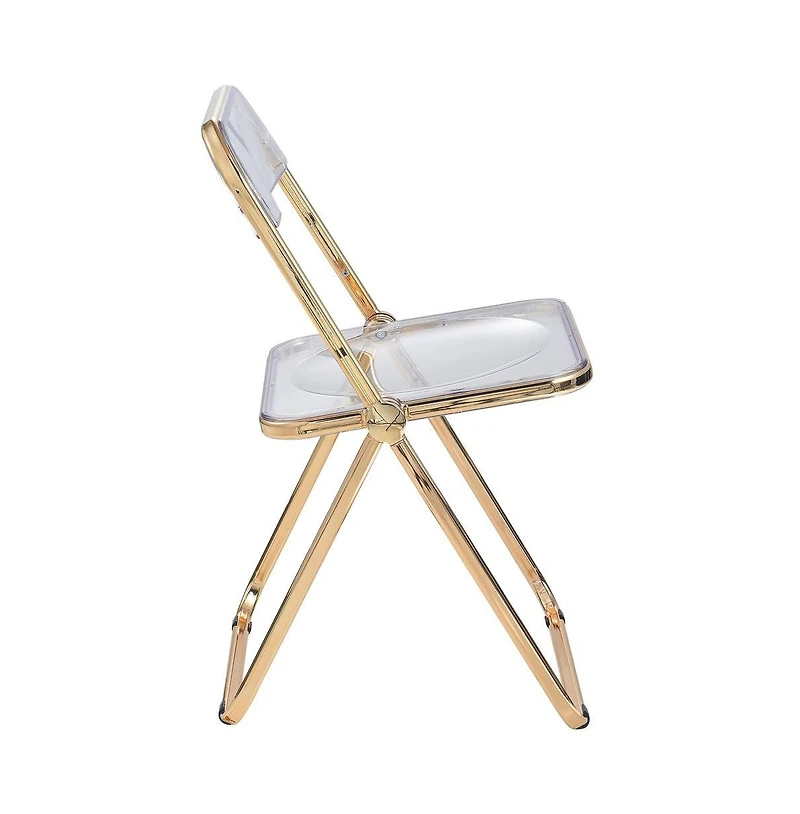 Lawrence Acrylic Folding Chair With Gold Metal Frame