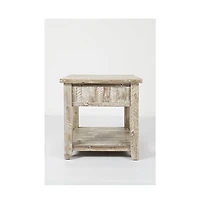 Artisan's Craft Rustic Farmhouse Distressed Solid Wood End Table, Washed Grey