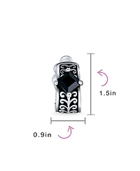 Bling Jewelry Bali Black Crystal Vines Scroll Half Hoop Clip-On Earrings Non-Pierced Ears