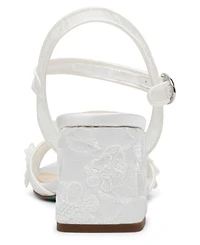 Betsey Johnson Women's Blare Floral Applique Block Heel Sandals