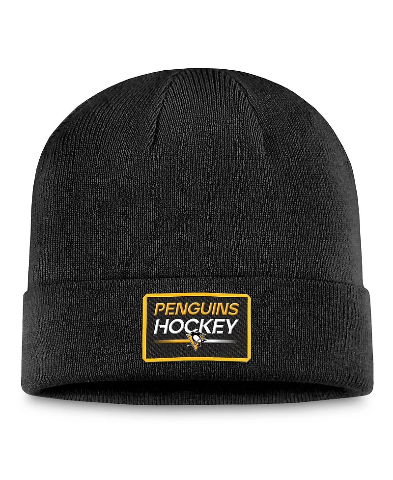 Fanatics Men's Black Pittsburgh Penguins Authentic Pro Cuffed Knit Hat