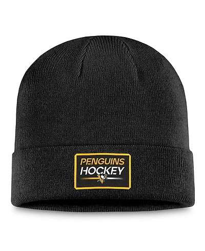Fanatics Men's Black Pittsburgh Penguins Authentic Pro Cuffed Knit Hat