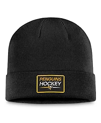 Fanatics Men's Black Pittsburgh Penguins Authentic Pro Cuffed Knit Hat