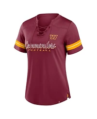 Fanatics Women's Burgundy Washington Commanders Play Script Lace-Up T-Shirt