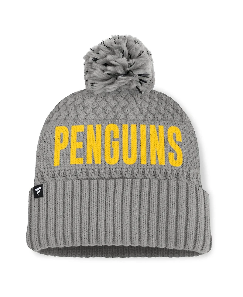 Fanatics Women's Gray Pittsburgh Penguins Heritage Tilly Cuffed Knit Hat with Pom