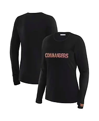 Wear by Erin Andrews x Gracie Hunt Women's Black Washington Commanders Mesh Panel Long Sleeve T-Shirt