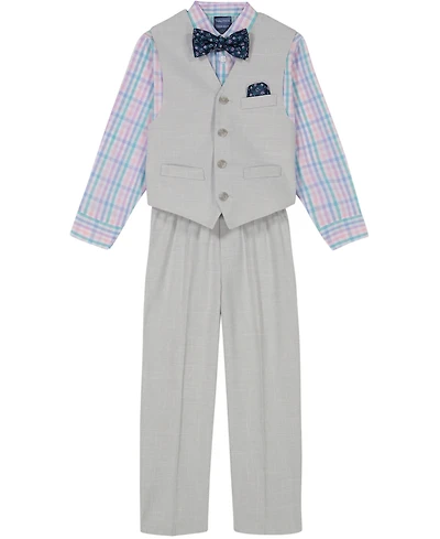 Nautica Toddler and Little Boys 4-Piece Slub Tick Vest with Bow Tie Set