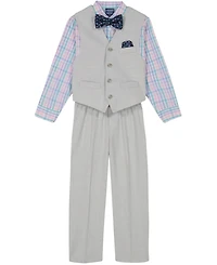 Nautica Toddler and Little Boys 4-Piece Slub Tick Vest with Bow Tie Set