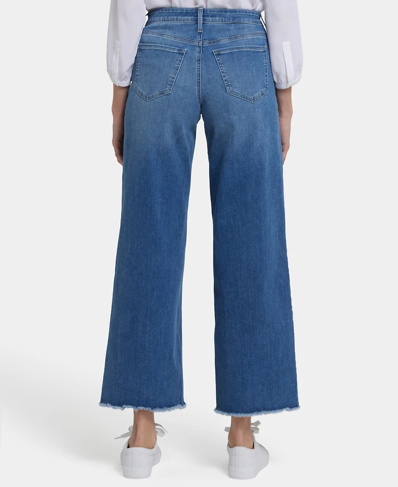 Nydj Women's Teresa Wide Leg Ankle Frayed Hems Jeans