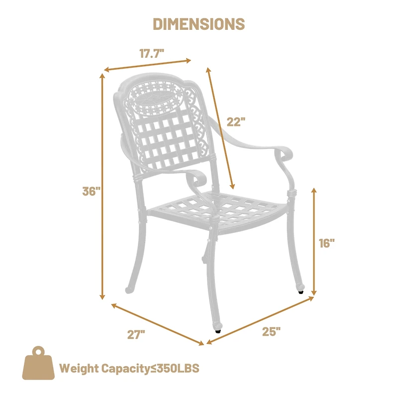 Patio Chairs set of 2 Cast Aluminum Patio Furniture Outdoor Patio Chairs Metal Patio Chairs Garden Chair for Indoor Outdoor Bistro Chairs for Balcony