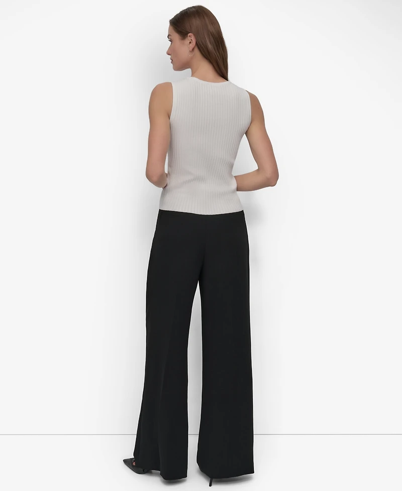 Dkny Women's Ribbed Sleeveless Crewneck Sweater