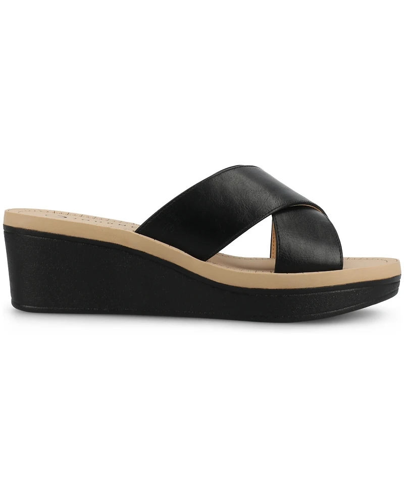 Journee Collection Women's Biara Crisscross Platform Wedge Sandals