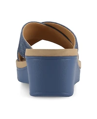 Journee Collection Women's Biara Crisscross Platform Wedge Sandals