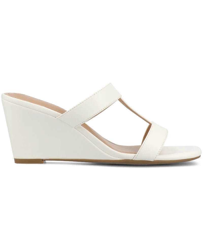 Journee Collection Women's Clodie T Strap Dress Wedge Sandals
