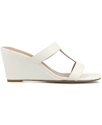 Journee Collection Women's Clodie T Strap Dress Wedge Sandals