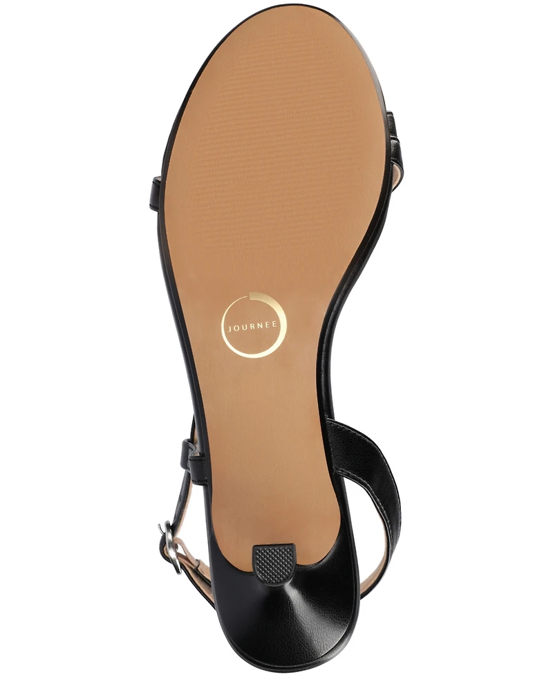 Journee Collection Women's Jemry Asymmetrical Strap Kitten Heel Dress Sandals