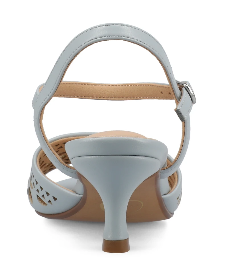 Journee Collection Women's Jessly Perforated Kitten Heel Dress Sandals