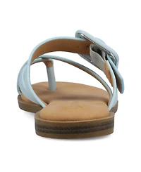 Journee Collection Women's Layra Strappy Buckle Flat Sandals