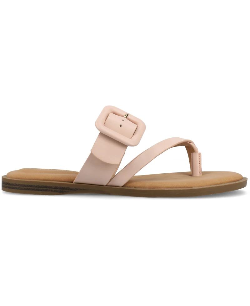 Journee Collection Women's Layra Strappy Buckle Flat Sandals