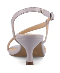 Journee Collection Women's Jemry Asymmetrical Strap Kitten Heel Strap Dress Sandals