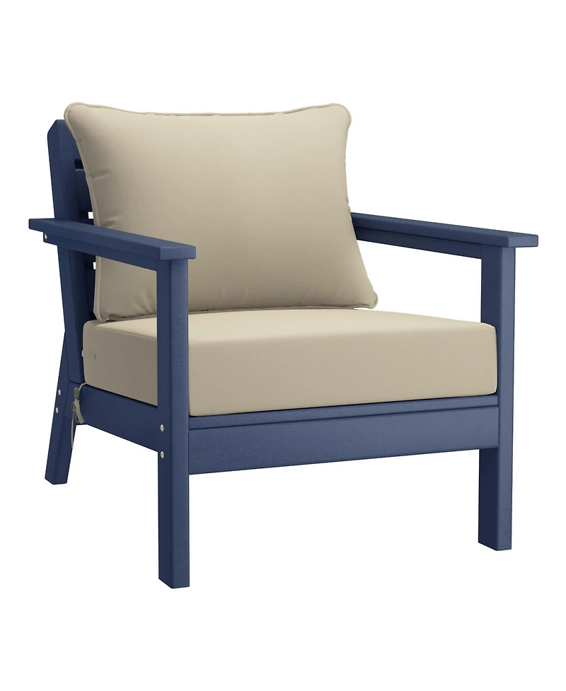 Outdoor 5-Piece Navy Blue Modular Sectional Patio Furniture Sofa Set