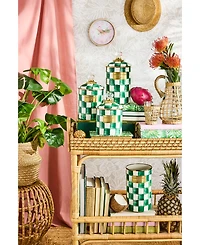 Mackenzie-Childs Emerald Check Large Canister