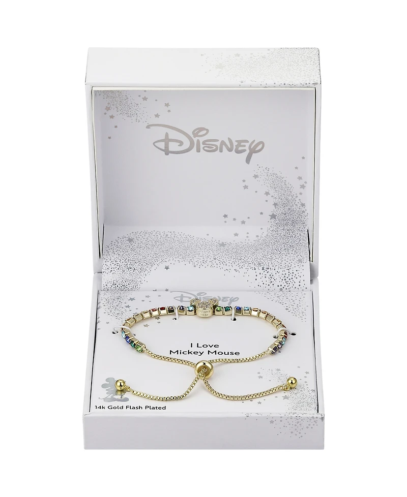 Disney Multi Color Crystal Mickey Mouse Bolo Bracelet