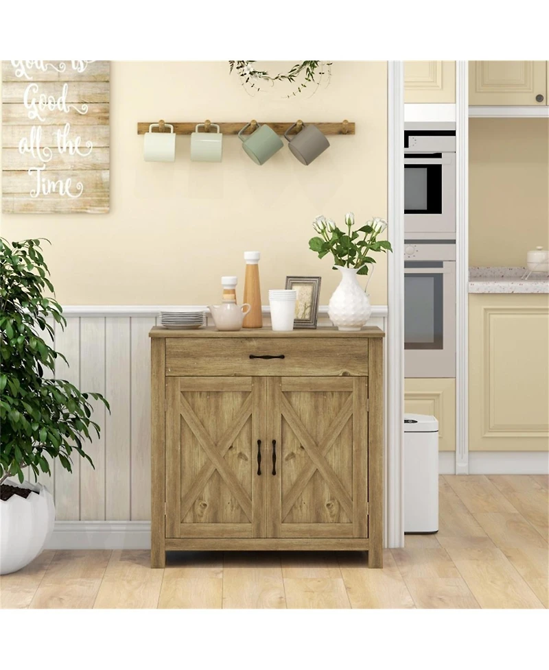 Kitchen Storage Cabinet and Sideboard with Doors and Shelves for Organized Storage