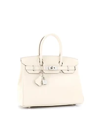 Pre-Owned HERMES Birkin 30 Handbag Light Epsom with Palladium Hardware