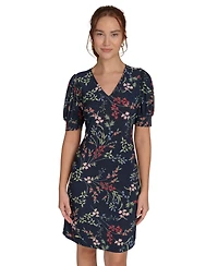 Tommy Hilfiger Women's Floral-Print Puffed-Sleeve Dress