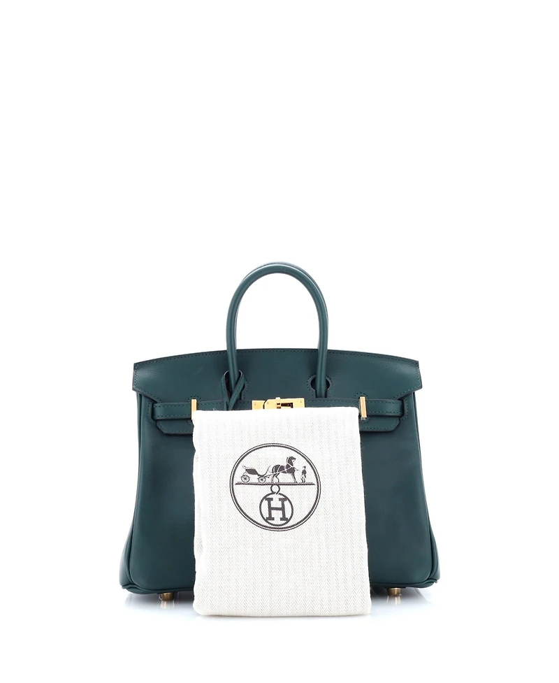 Pre-Owned HERMES Birkin 25 Handbag Green Swift with Gold Hardware