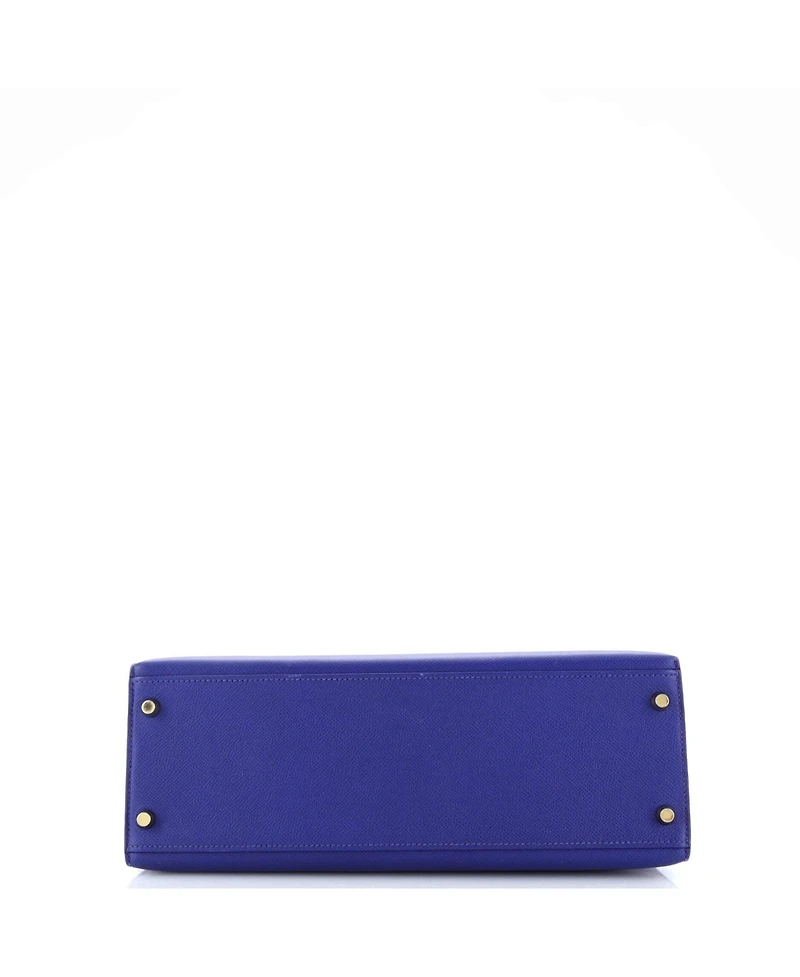 Pre-Owned HERMES Kelly 32 Handbag Blue Epsom with Gold Hardware