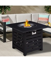 32-inch Square 50,000 Btu Auto-Ignition Propane Gas Firepit with Waterproof Cover
