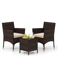 Slickblue 3-Piece Patio Conversation Set with Cushioned Seating and Stylish Glass Table