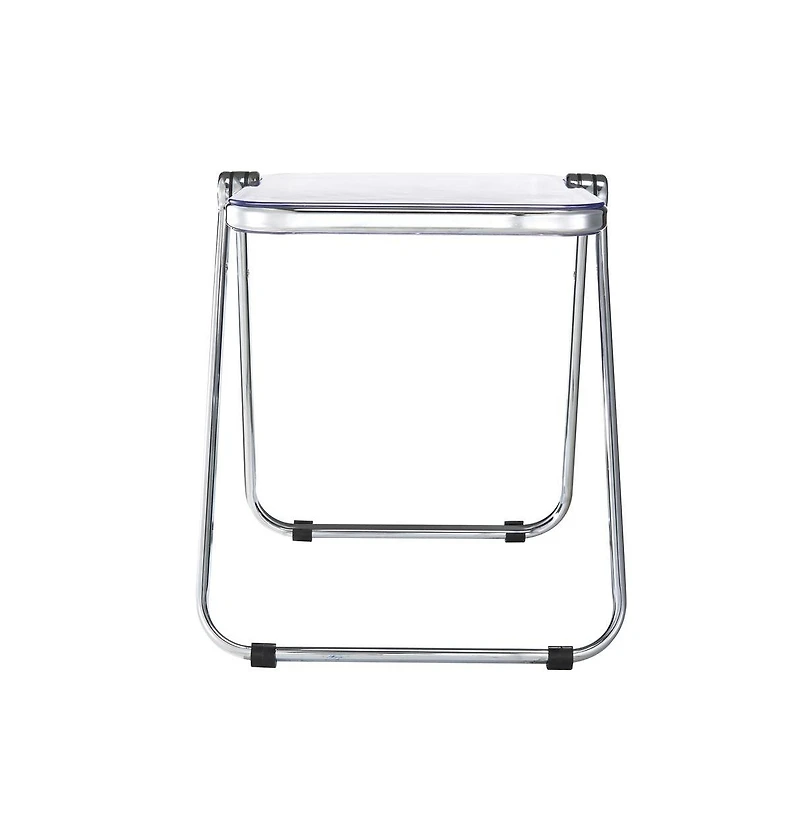 Rectangular Folding Side Table in Chrome Finish with Plastic Tabletop