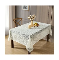Hlc.me Scroll Lace Fabric Tablecloth, Lace Fabric Table Cloth for Rectangle Tables, Wrinkle Resistant Tablecloth