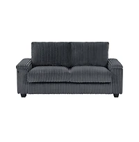 71" Loveseat Small Sofa Plush Corduroy Fabric Square Storage Armrest Usb port