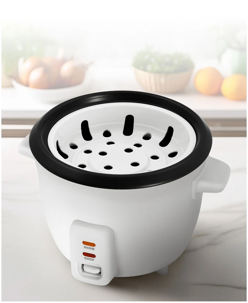 Elite Cuisine 6 Cup Non-Stick Rice Cooker with Steam Tray