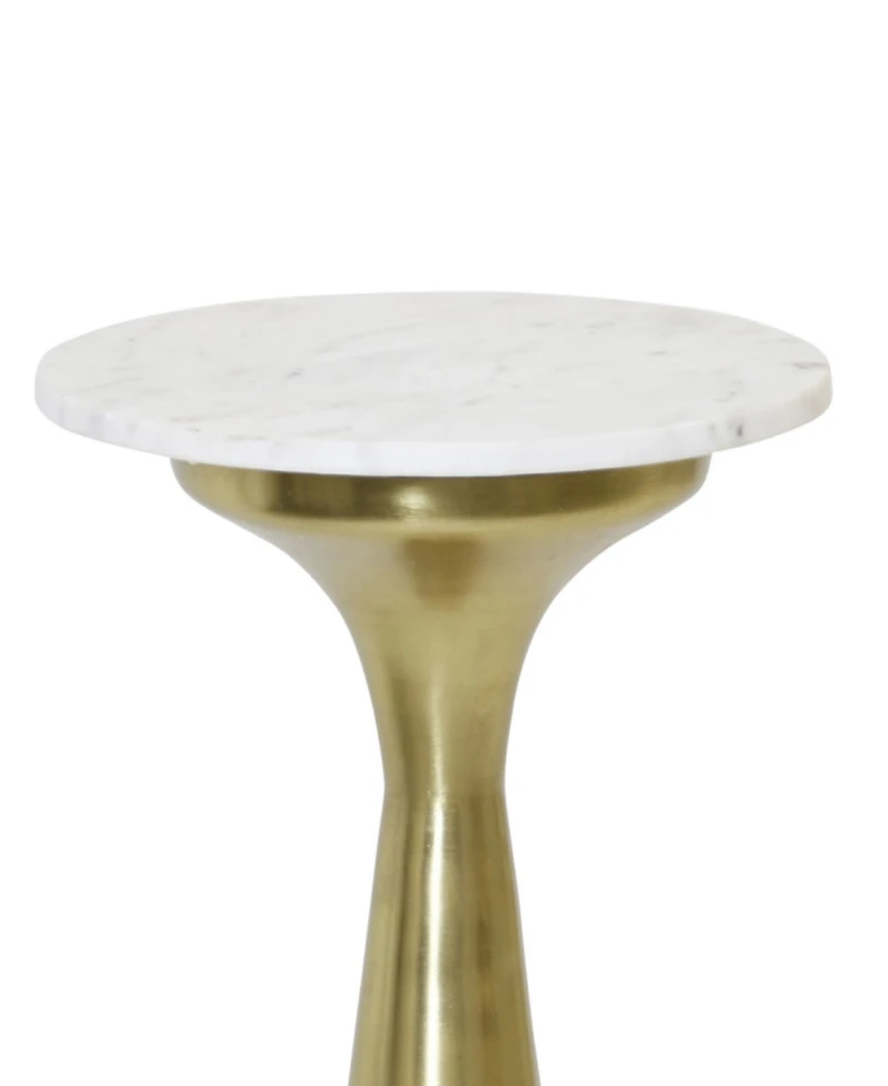 StyleCraft Home Collection 10" Iron Round Transitional Marble Top Drink Table