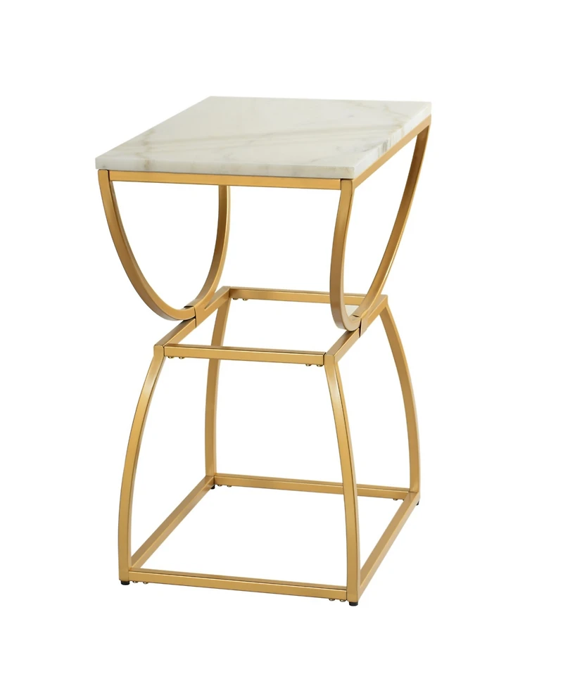 StyleCraft Home Collection 16" Marble Norman Wyatt Home Loren Elliptical Side Table