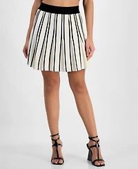 Guess Women's Striped Pleated Pull-On Sweater Skirt