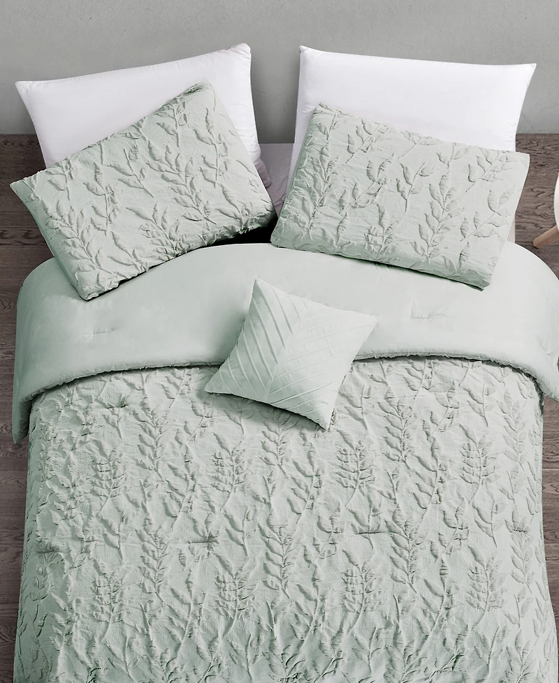Rachel Roy Jacquard Puckered Botanical 3-Pc. Comforter Set, Twin