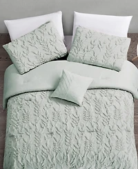 Rachel Roy Jacquard Puckered Botanical 3-Pc. Comforter Set, Twin