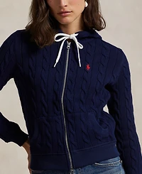 Polo Ralph Lauren Women's Cable-Knit Cotton Full-Zip Hoodie Sweater