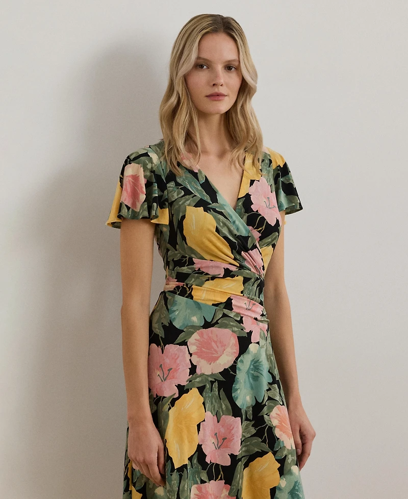 Lauren Ralph Lauren Women's Floral Stretch Jersey Surplice Dress