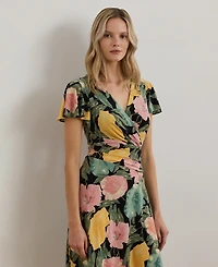 Lauren Ralph Lauren Women's Floral Stretch Jersey Surplice Dress